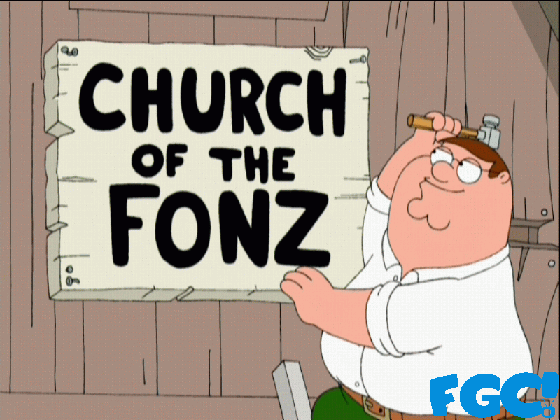 Peter Griffin at the Church of the Fonz